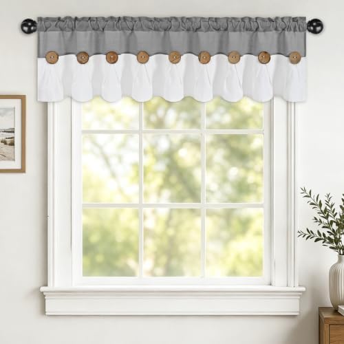 FRAMICS Farmhouse Valance Curtains, Boho Cotton Linen Kitchen Valance, Rustic by FRAMICS