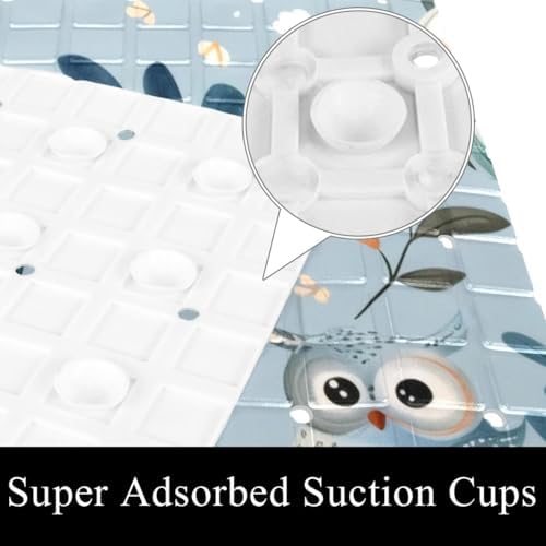 Shower Mat Non Slip, Owls Pattern Leaves Anti Slip Bath Mat - Image 3