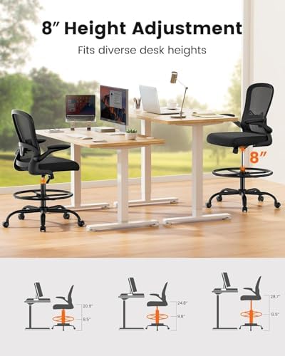 ErGear Drafting Chair with Footrest Ring and Flip-Up Arms - Image 5