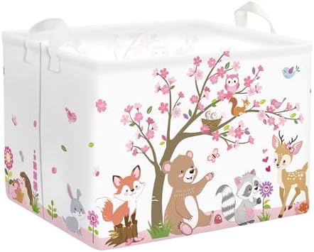 Forest Animals Laundry Hamper Woodland Tree Large Storage Basket Parents by HUUMONSS