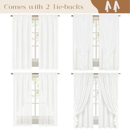 ASPMIZ White Linen Curtains for Living Room Double Layer Curtains 52x63 - Image 3