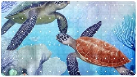 Bathtub Mat Non Slip 26.8x15.1In, Sea Turtle Coral Bath Mat by Anna+Cowper