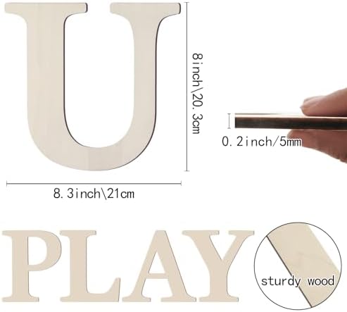 Wooden Letters 8 Inch Large Paintable Wood Letter U - Image 2