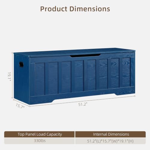 VANKILEY 51.2" Storage Chest Extra Large, Wooden Storage Bench - Image 3