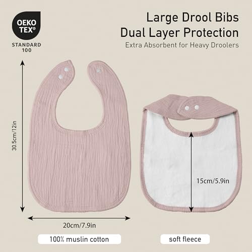 Muslin Bibs for Baby Boy Girl, Adjustable Fit for Drooling and Teething - Image 4