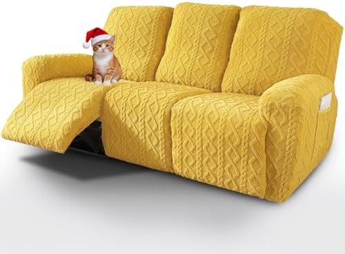 vctops 8 Pieces Geometric Jacquard Plush Recliner Sofa Covers Soft Fuzzy Fluffy by vctops