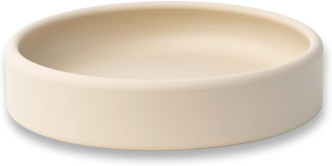 Solid Plate, Weighted Baby Toddler Plate, Silicone Plates for Baby, No-Division Kid Plates, Microwave & Dishwasher Safe Silicone Plate for Toddlers, No BPA, Oat Cream