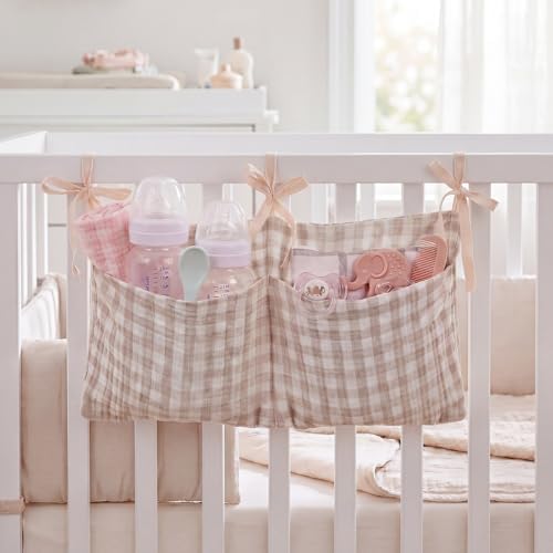 Gingham Crib Hanging Organizer Gingham Diaper Bag Organizer Playpen Organizers by Unknown
