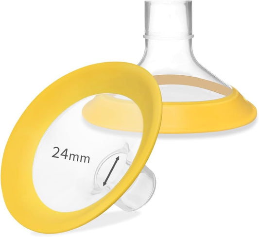 24 mm Oval Flanges Shields Compatible with Medela Pumps, Replacement Parts for Pump in Style, Symphony, Swing Maxi, Harmony and Personalfit Flex–Breast Pump Accessories