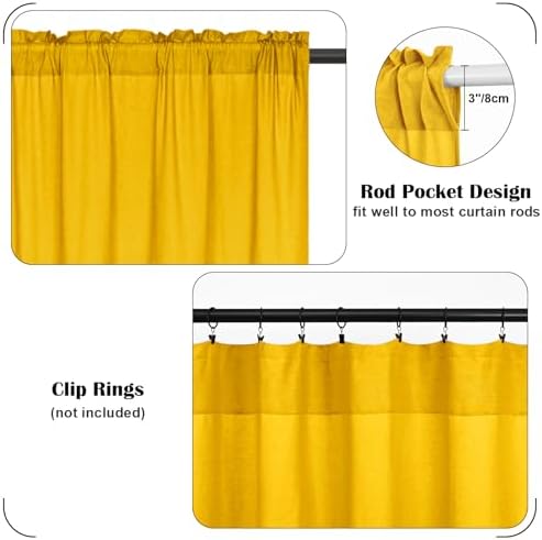 FRAMICS Farmhouse Valance Curtains, Boho Cotton Linen Kitchen Valance, Rod - Image 6