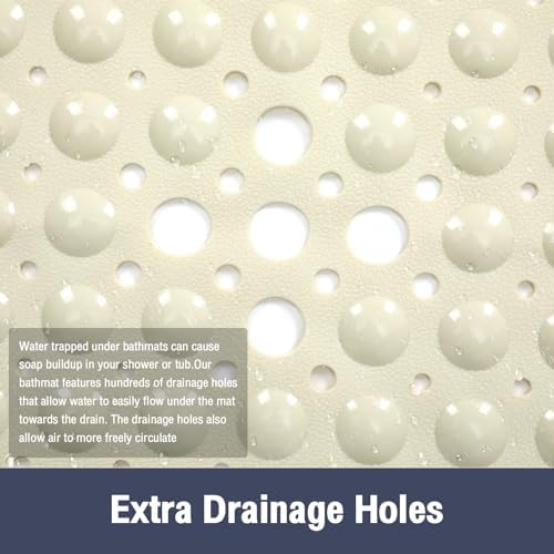 Square Shower Mat Bathtub Mat Tub Bath Mat Non Slip Beige 21"x21" - Image 4