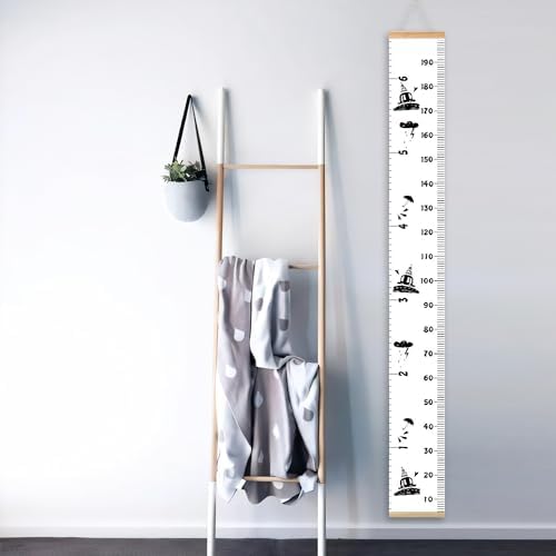 Kids Growth Chart, Wood Frame Fabric Canvas Height Measurement Ruler from Baby - Image 3