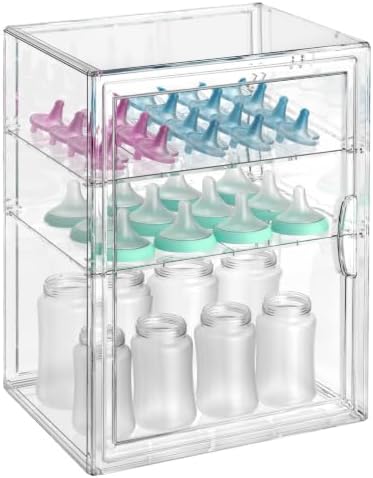 BOHOIDEE 14.17"X10.63"X10.63" Baby Bottle Organizer 3 Tier Clear Acrylic Storage by BOHOIDEE-CreativeDisplay