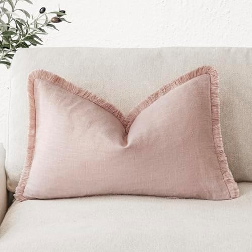 Foindtower Decorative Linen Fringe Throw Pillow Covers Cozy Boho Farmhouse by Foindtower