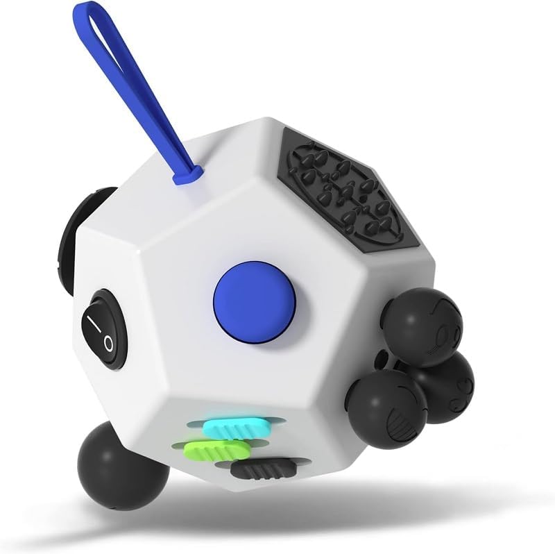 Fidget Dodecagon –12-Side Fidget Toys Cube Relieves Stress and Anxiety Anti Depression Cube for Children and Adults with Autism (A2 White)
