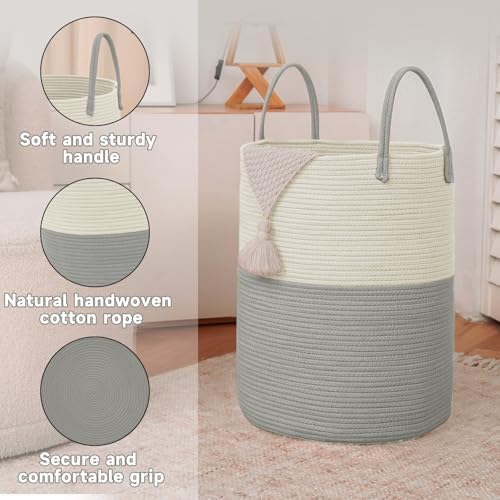 JMvicyroam 60L Cotton Rope Laundry Basket Hamper - Image 6