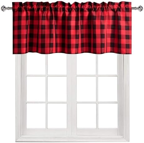 Hiasan Buffalo Plaid Curtains Valances, 42W x 18L, 1 Panel - Image 2