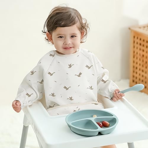 Susurration Baby Long Sleeve Bib Waterproof Sleeved Bib Smock - Image 3