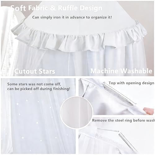 Princess Bed Canopy for Girls, Double Layer Canopy Fits Twin/Full Bed - Image 6
