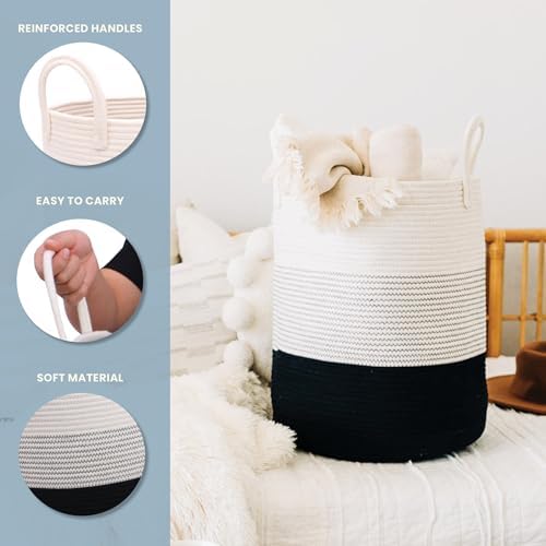 OrganiHaus Tall Cotton Rope Laundry Basket & Hamper, Blanket Storage 52L - Image 3