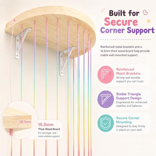 Stuffed Animal Storage Hammock Wooden Half Circle Design Wall Hanging Plush Toy - Image 4