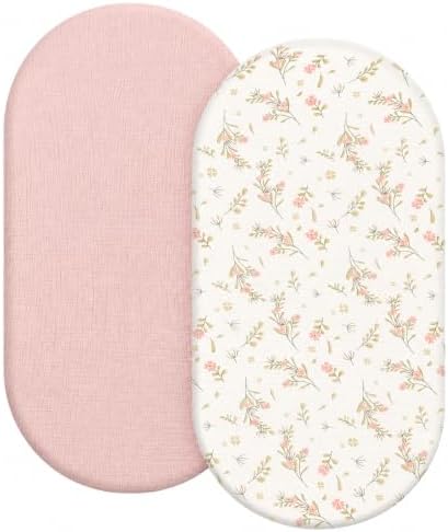 Organic Baby Bassinet Sheets 2 Pack 33”x17” 100% Muslin Cotton by Knirose