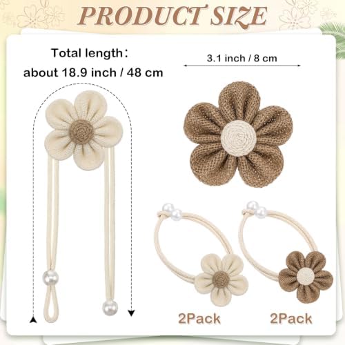 Tegeme 4 Pcs Curtain Tiebacks Flower Curtain Holdbacks Boho Floral Drapery - Image 2