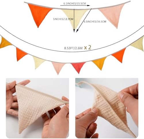 19.6ft Pennant Banner Flags Orange, Garland Triangle Bunting Flag Banners - Image 2