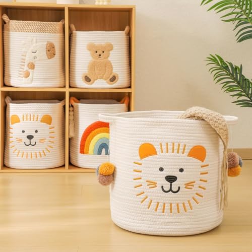 Large Blanket Baskets for Living Room Decor, Toy Storage Baskets Woven Cotton - Image 3