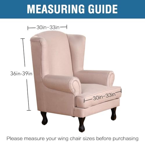 H.VERSAILTEX Wingback Chair Covers Polyester Spandex Plush Wing Chair Slipcover - Image 6