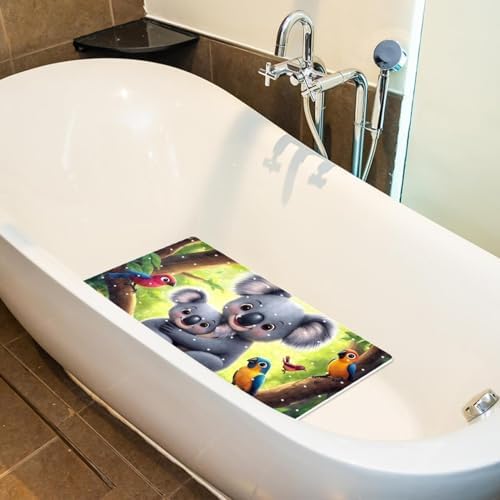 Bathtub Mat Non Slip 26.8x15.1In, Tropical Koala Bath Mat - Image 5