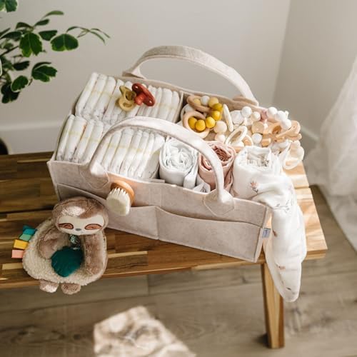 PUTSKA Baby Diaper Caddy Organizer, Felt Nursery Basket - Image 2