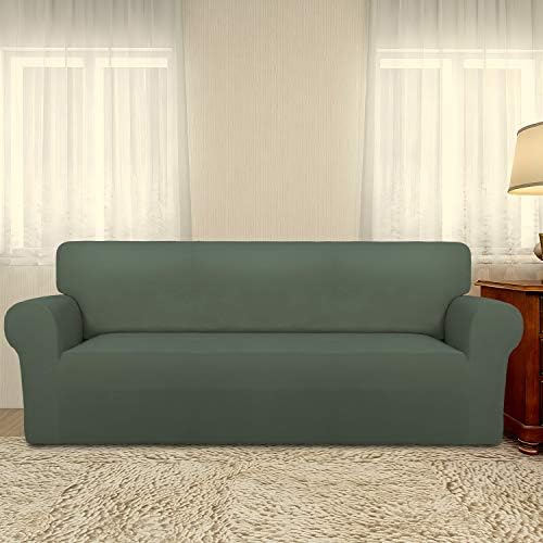 PureFit Stretch Couch Covers for Sofa Large Sofa Slipcovers Grayish Green - Image 2