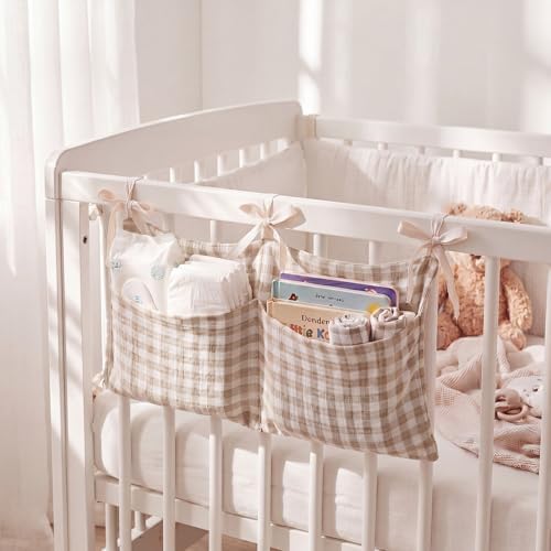 Gingham Crib Hanging Organizer Gingham Diaper Bag Organizer Playpen Organizers - Image 3