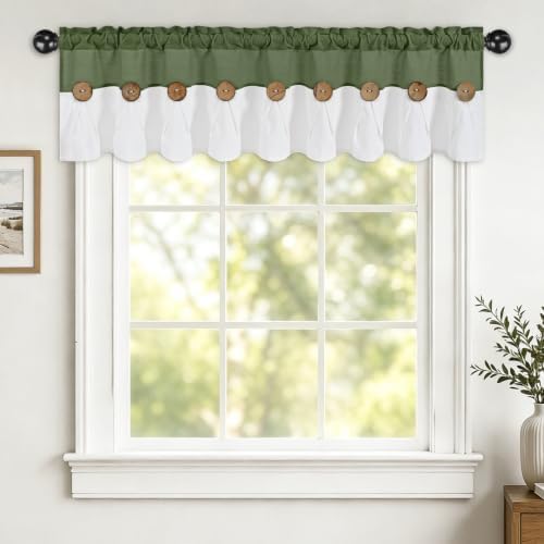 FRAMICS Farmhouse Valance Curtains, Boho Cotton Linen Kitchen Valance, Rustic by FRAMICS