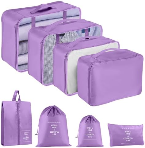 Packing Cubes for Travel 8 Set Luggage Organizer Bags by YEEYAA