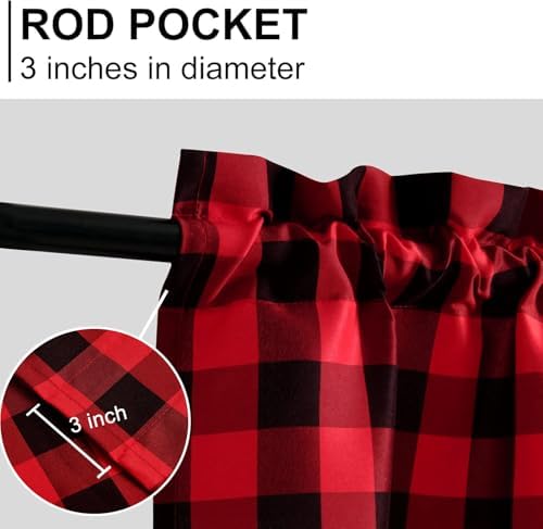 Hiasan Buffalo Plaid Curtains Valances, 42W x 18L, 1 Panel - Image 4