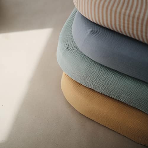 mushie Extra Soft Muslin Fitted MINI Crib Sheet | 24"x 38" - Image 3