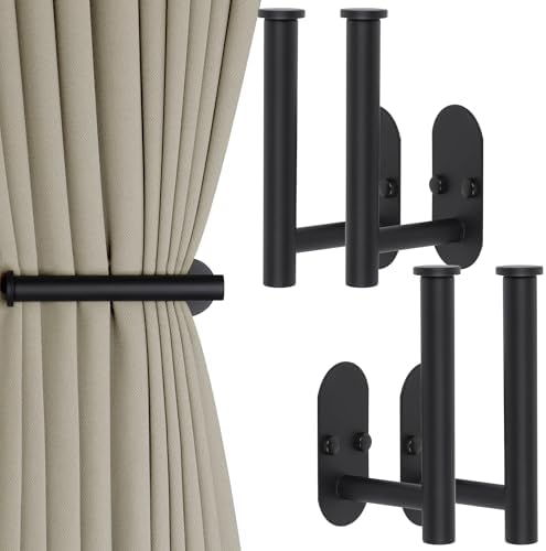 Yagoo 4 Pcs Adhesive Curtain Holdbacks, Screw-in Curtain Tiebacks by CEFOPOLA