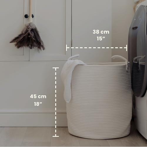 OrganiHaus Tall Cotton Rope Laundry Basket & Hamper, Blanket Storage 52L - Image 2