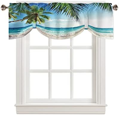 Vandarllin Palms Tree Ocean Blackout Tie Up Valance Curtains by VandarllinHomeKitchenDecor