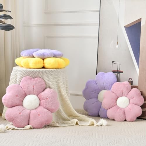 Flower Pillow, Daisy Decorative Throw Pillows, Light Purple, 15 Inches - Image 4