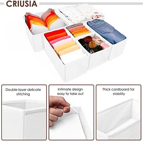 Criusia 6 Pack Clothes Drawer Organizer, Fabric Foldable Closet Dresser Drawer - Image 2