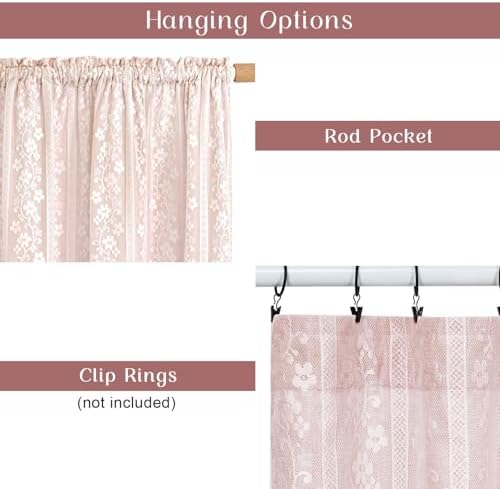 ASPMIZ Linen Pink Kitchen Tier Curtains 36 Inch Length, Double Layered Kitchen - Image 6