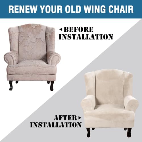 H.VERSAILTEX Wingback Chair Covers Polyester Spandex Plush Wing Chair Slipcover - Image 7