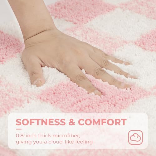 GRANNY SAYS Checkered Pink Bathroom Rug, Cute Bath Mat - Image 3