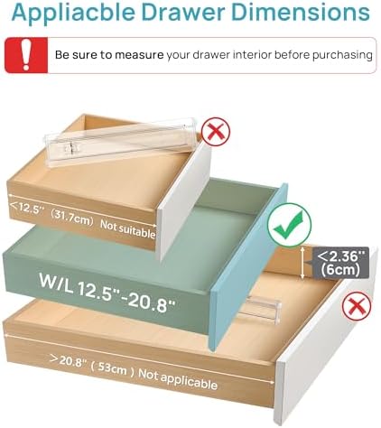 Vtopmart 4 Pack Shallow Drawer Dividers, 2.36" High 12.5"-20.8" Adjustable - Image 2