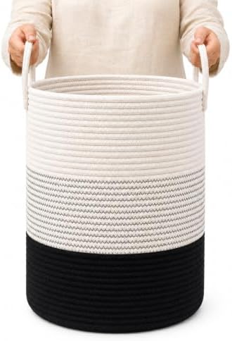 OrganiHaus Tall Cotton Rope Laundry Basket & Hamper, Blanket Storage 52L by OrganiHaus