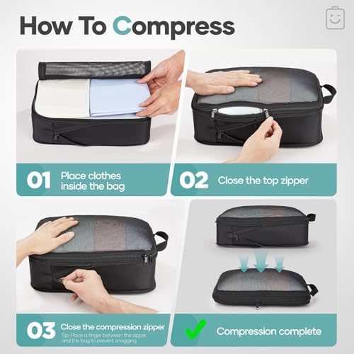 Veken 11 Set Compression Packing Cubes Garment Bags - Image 3