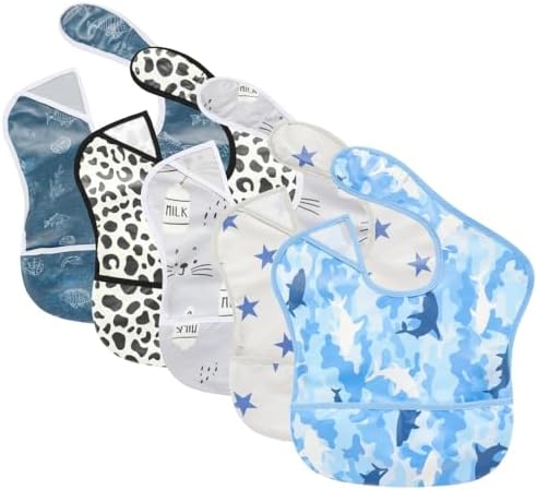 TSD Baby Bibs Waterproof Feeding Bibs 5pack Adjustable Mealtime Poctet Bib by Unknown